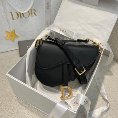 迷你Soft Saddle馬鞍包黑色光滑牛皮革