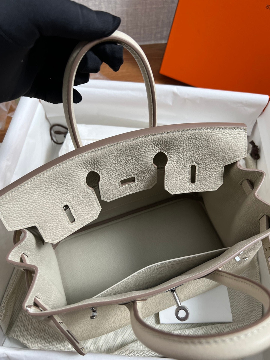 Birkin25 奶昔白銀扣_10