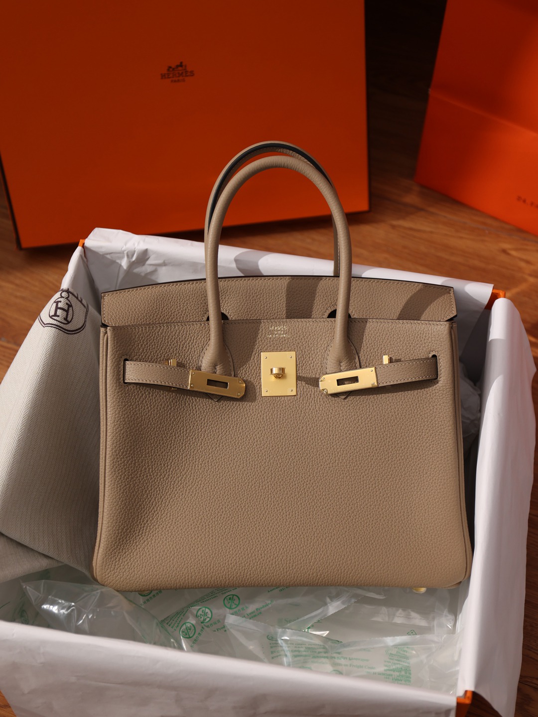 Birkin30 風衣灰金扣 Togo皮_1