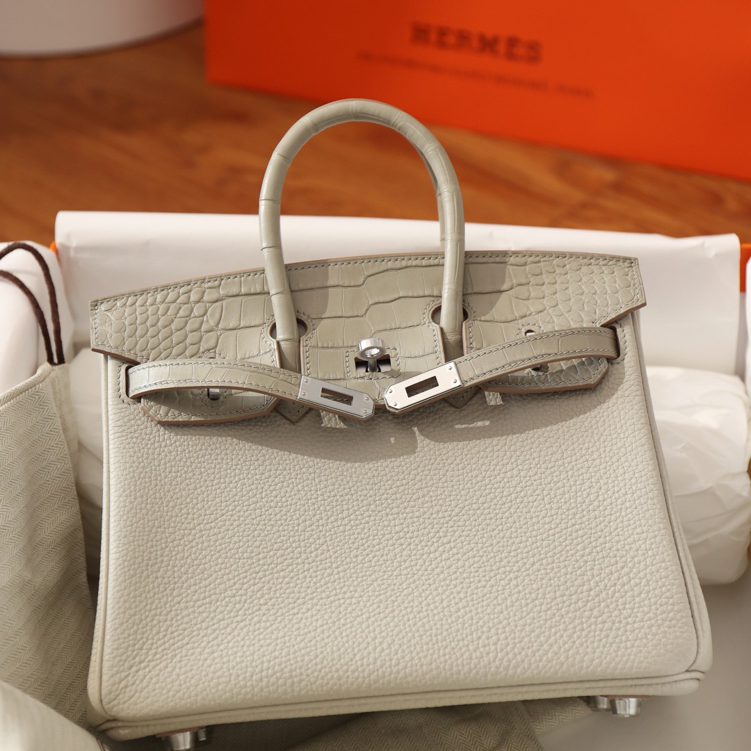 Birkin25鱷魚配灰色銀扣_2